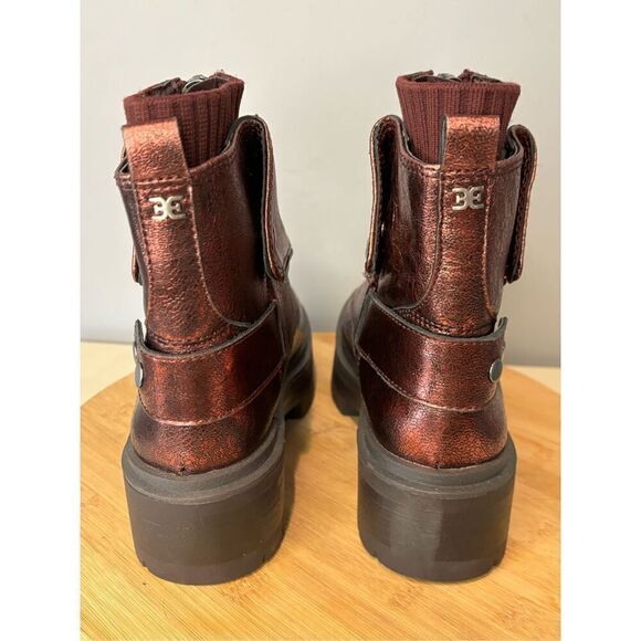 Sam Edelman‎ Women's Linds Metallic Zip Folded Shaft Chelsea Boots Red Size 6 - Picture 6 of 9